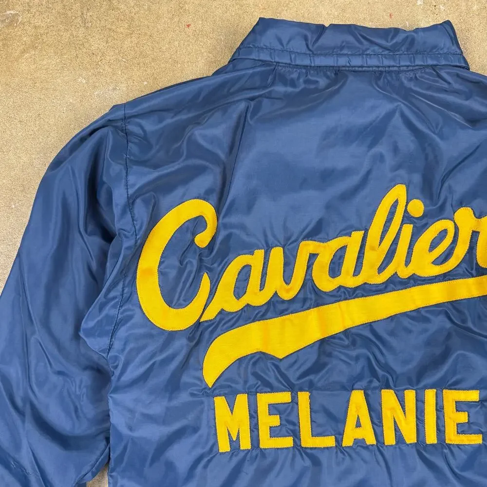 Vtg 70s‎ Russell Athletic Coach Jacket Youth Medium Blue Cavaliers Appliqué